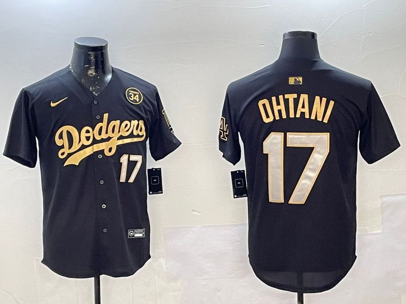 Men Los Angeles Dodgers #17 Ohtani Black Gold Game 2025 Nike MLB Jersey style 02252